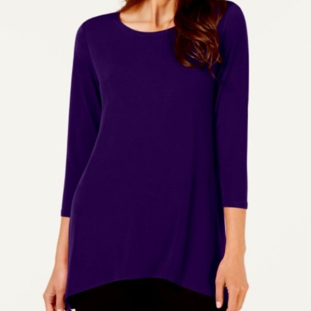 Alfani Womens Plus Size 3/4 Sleeve Tunic Plum 2X